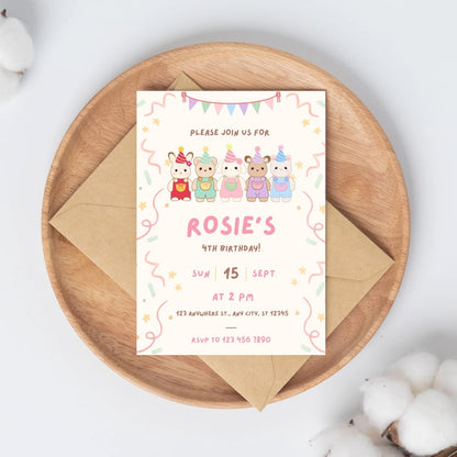 Sylvanian Theme Birthday Invitation