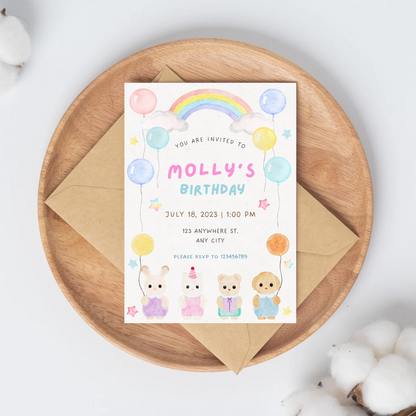 Sylvanian Theme Birthday Invitation