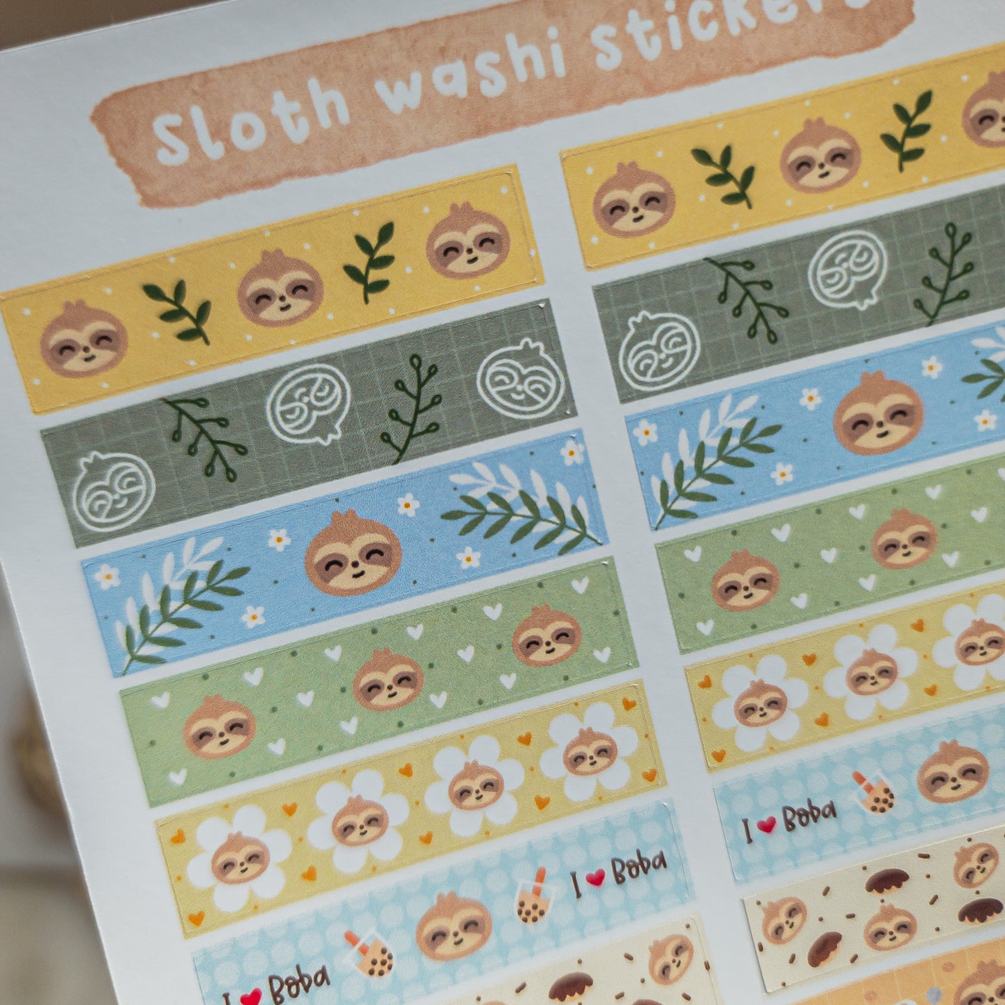 Sloth Washi - Sticker Sheets