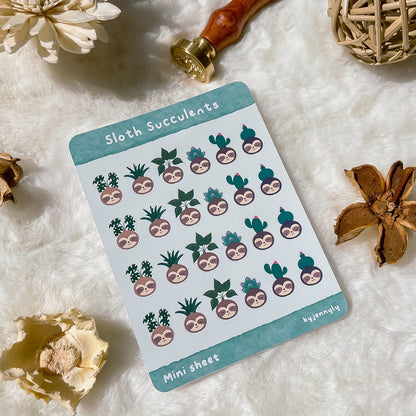 Sloth  Succulents - Sticker Sheet