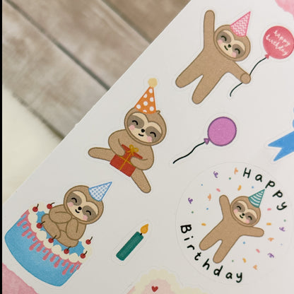 Birthday Sloths - Sticker Sheet