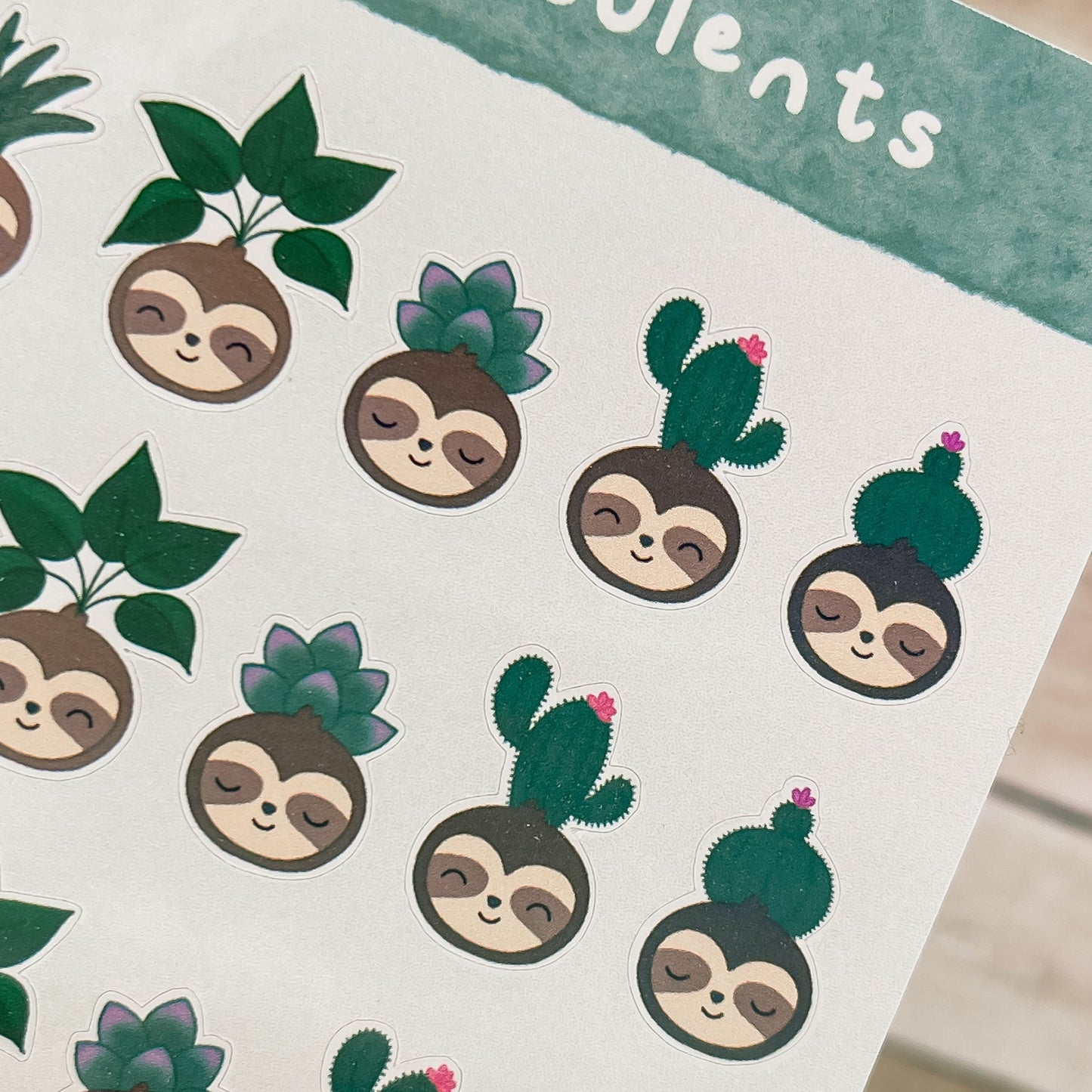 Sloth  Succulents - Sticker Sheet